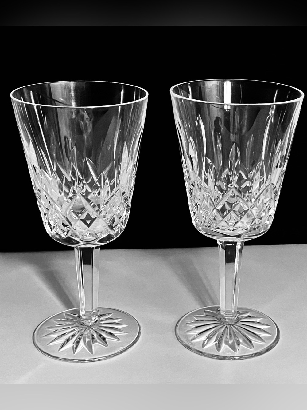 2 WATERFORD LISMORE Water Glasses / FAIR CONDITION / Irish Crystal / SCRATCH